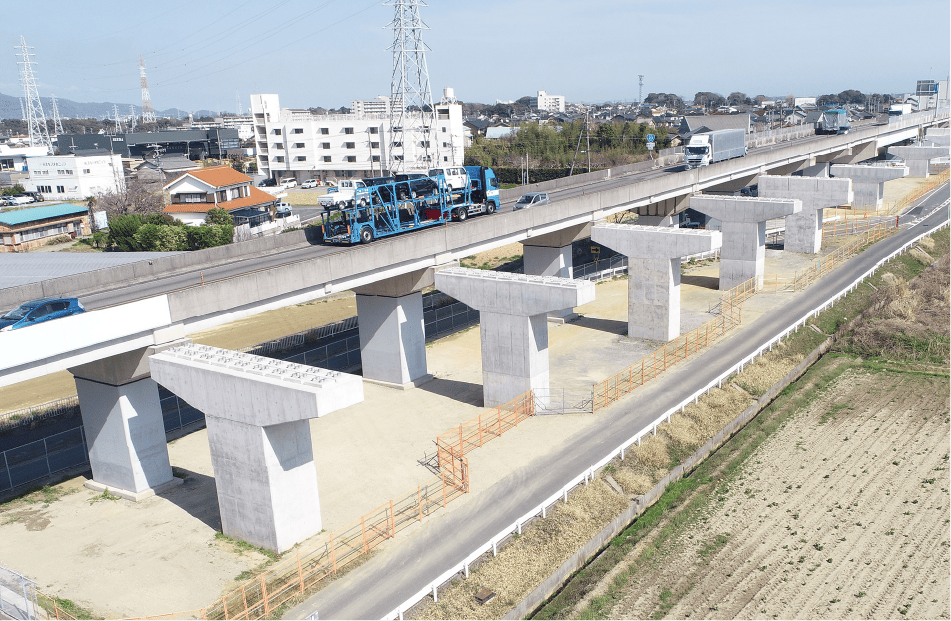 バイパス道路の工事の様子